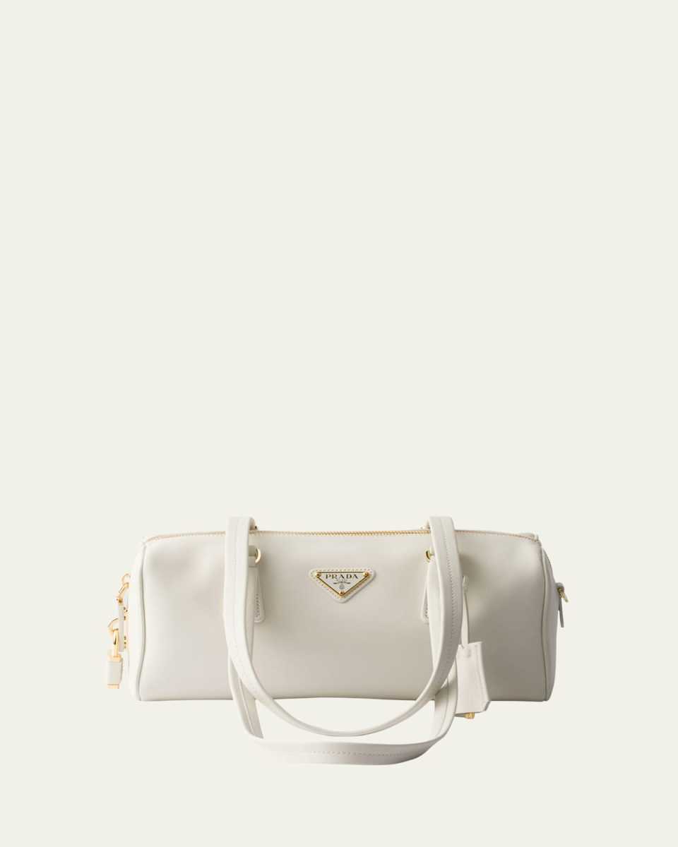 Zip Soft Grain Leather Shoulder Bag